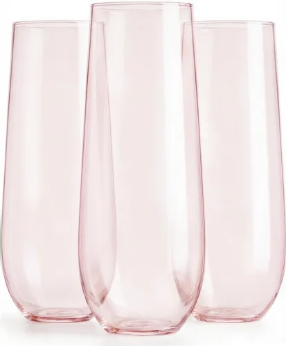 Vista 5 de Maaacute 24 copas de champán de plástico, 9 onzas, desechables, sin tallo, de mimosa, para tostar, copas de cóctel de plástico transparente