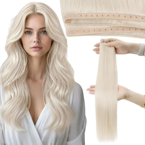 Vista 30 de Moresoo Extensiones de cabello humano real para coser, color negro natural
