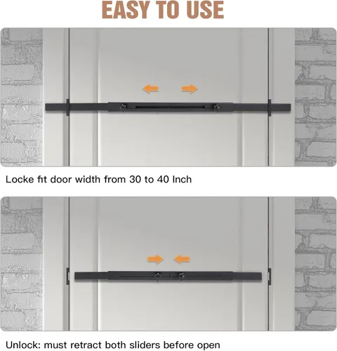 Vista 2 de Barra de seguridad para puerta (negro – resistente) Uso como barra de seguridad de puerta – Cerradura de refuerzo de puerta, protege la seguridad