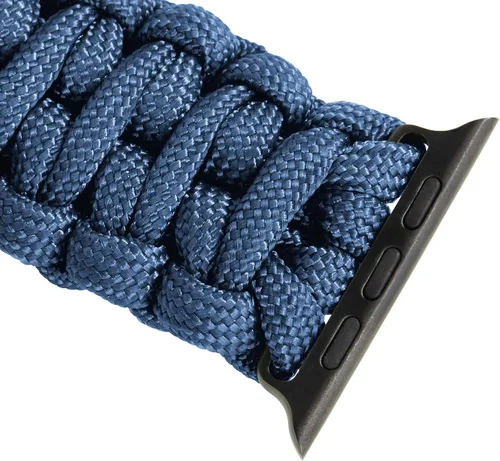 Vista 9 de Savior Survival Gear - Correa de repuesto para Apple Watch de 1.65”/42 mm, hecha de 550 cuerda de paracaídas con grillete ajustable de acero Negro