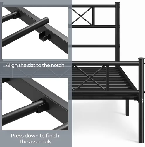 Vista 5 de Yaheetech Base de cama de plataforma metálica tamaño Twin con cabecero y piecero simples, base de colchón para almacenamiento debajo de la cama