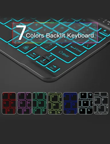 Vista 6 de Funda para teclado retroiluminada para Samsung Galaxy Tab S10 Lite/S10 FE/S9 FE 5G 10.9"/ Tab S9 11", teclado inalámbrico desmontable magnético de 7