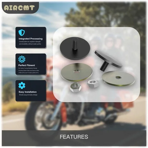 Vista 3 de Tapones de orificio para espejo de carenado interior para Harley Touring Batwing, Street Glide/Electra Glide 1996-2016, Tri Glide 2009-2014, CNC