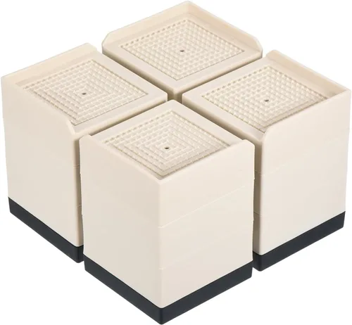 Vista 17 de uxcell Elevadores de muebles de 4.3 pulgadas, 4 elevadores de cama rectangulares ajustables para extensor para cama, escritorio, sofá, mesa, soporte