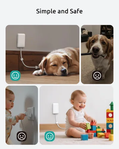 Vista 7 de Cable de extensión con cubierta de toma corta de 3 pies, NUTICT tira de alimentación de enchufe plano con 8 tomas y 3 puertos USB-C y 1 puerto