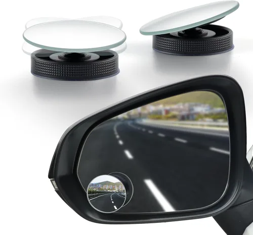 Vista 9 de LivTee Espejo de coche de punto ciego, con forma de ventilador asimétrico de vidrio HD, sin marco, espejo retrovisor convexo con gran angular