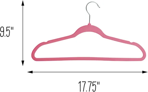Vista 6 de Honey-Can-Do Paquete de 25 terciopelo antideslizante de perfil delgado, colgador rosa, 25