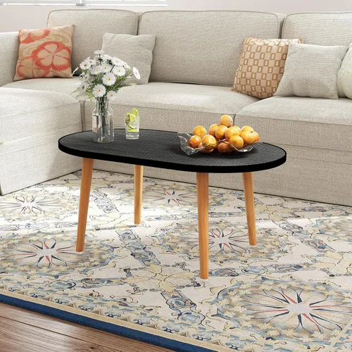 Vista 2 de Funecy - Mesa de café ovalada baja con 4 patas robustas de madera maciza, mesa de piso para sentarse en el suelo, con almacenamiento y muebles