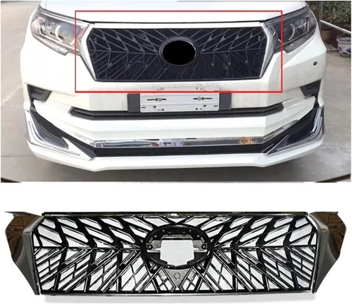 Vista 2 de Racing Grille Grills ABS MASK FIT Compatible with 2018 Prado Landcruiser 2700 GT Grill 4X4 AUTO Accessories CAR Styling (Color Full Black)