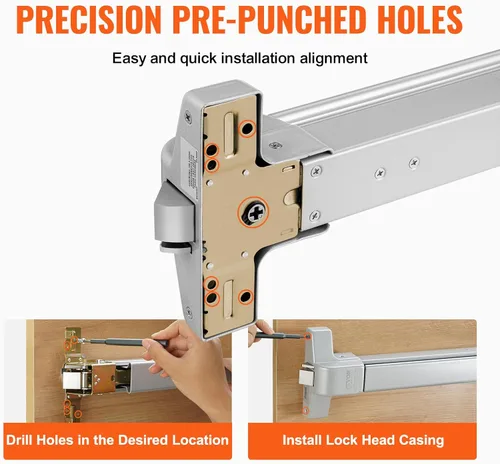 Vista 4 de VEVOR Barra de Empuje para Puerta Dispositivo de Salida de Pánico, Barra de Empuje para Puerta de Salida de Emergencia Comercial de Acero Inoxidable