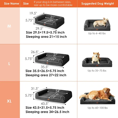 Vista 5 de EHEYCIGA Cama de espuma viscoelástica XL para perros grandes, cama ortopédica impermeable extra grande con lados de espuma, parte inferior