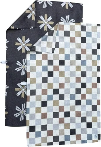 Vista 20 de Paquete de 2 Paños de cocina de doble cara Microfibra de tejido gofre Altamente absorbente Lazo para colgar Paños de cocina