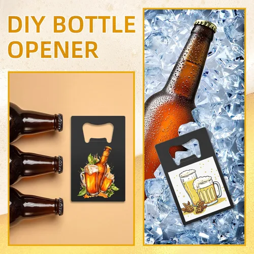 Vista 6 de Paquete de 100 abridores de botellas de tarjetas de crédito, abrebotellas de metal para tarjetas de cerveza, tarjetas de póquer, abrebotellas, Negro