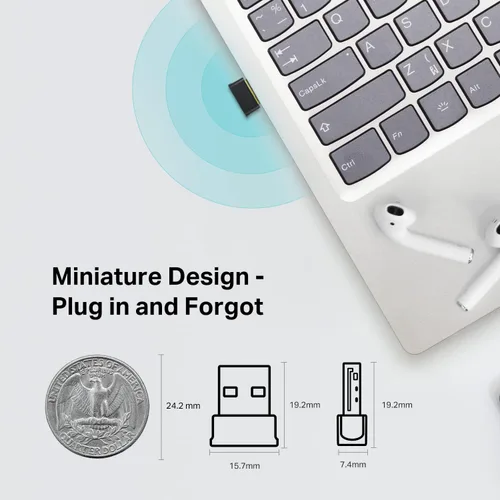 Vista 5 de TP-Link Nano Adaptador USB 2-en-1 Bluetooth WiFi AC600 (Archer T2UB Nano) - Bluetooth 4.2 con adaptador de red inalámbrica de doble banda 2.4G/5G