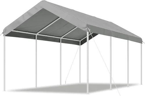 Aoxun - Cochera portátil y resistente de 10x20 pies con toldo y resistencia al viento, tienda para auto al aire libre con dosel resistente a Gris