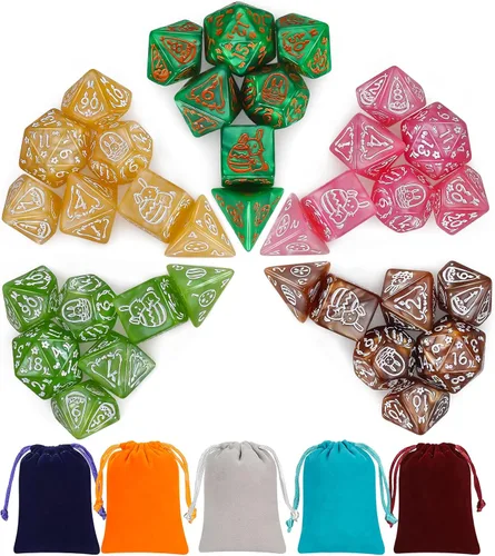 Vista 16 de CiaraQ Juego de dados poliédricos – Dados de juego de rol DND para juegos de mesa RPG de Dungeons and Dragons, multicolor, 42 piezas