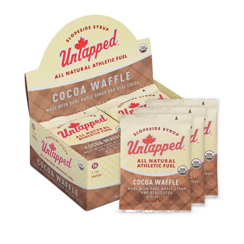 Vista 9 de UnTapped Waffles orgánicos de limón de 1.1 oz cada uno, caja de 16 – Snacks deportivos de resistencia endulzados con jarabe de arce real y limones