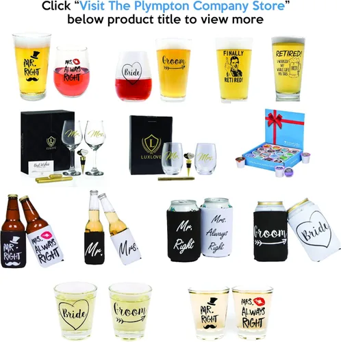 Vista 8 de Regalos chistosos para bodas - Combo de vaso de cerveza y vaso de vino con frase Mr. Right and Mrs. Always Right - regalos de compromiso para parejas