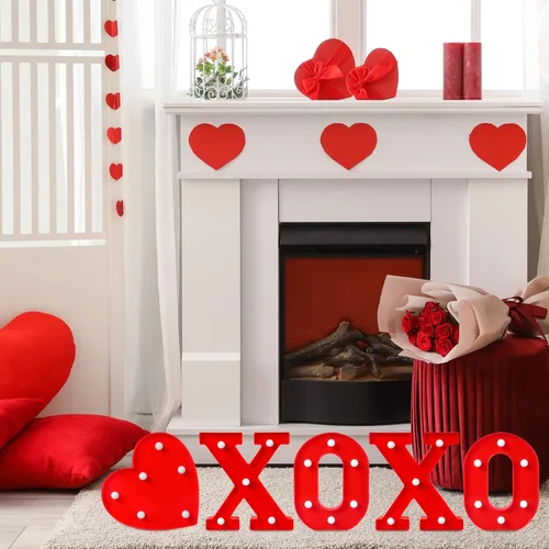 Vista 5 de EDYCON Letrero con luces para el día de San Valentín, decoración de mesa, letras con luz LED, funciona con pilas, para decoración del hogar, fiesta