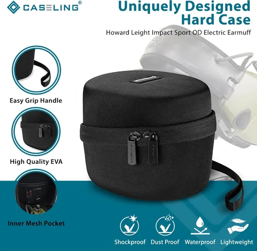 Vista 2 de caseling Funda rígida para Howard Leight Impact Sport (estándar, Bluetooth, perno, juvenil) orejeras electrónicas de disparo, almacenamiento