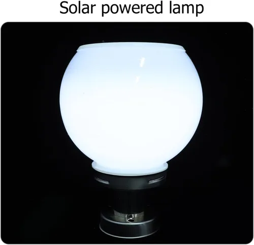 Vista 6 de Uonlytech Luz negra para poste al aire libre, luces de pilar alimentadas por energía solar con base de montaje en muelle, lámpara de césped