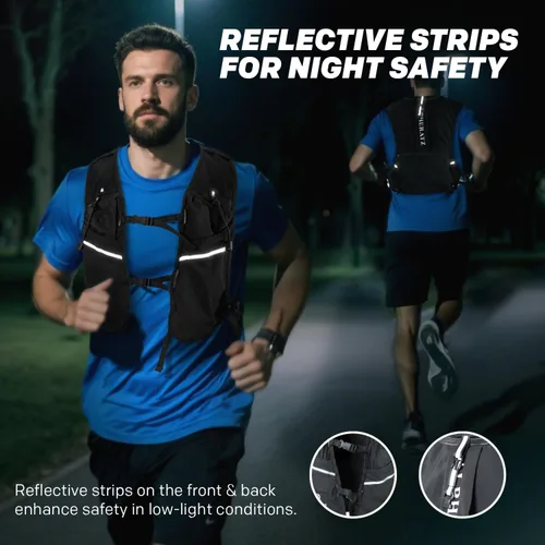 Vista 6 de Alpheratz Chaleco de hidratación para correr con vejiga de agua de 16.9 fl oz, correas ajustables ligeras para el pecho, mochila de hidratación
