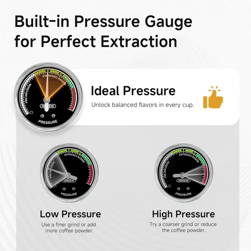 Vista 4 de HIBREW H10B - Máquina de Espresso de 51mm - Temperatura y Volumen de Taza Ajustables a voluntad - Con Pantalla de Visualización Inteligente