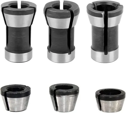 6 unids Router Collet Adapter 0.236 in 1/4 "0.315 in Acero Collets Trimmer Pinza Pinza Adaptador Chuck Router Bit para carpintería Grabado Recorte