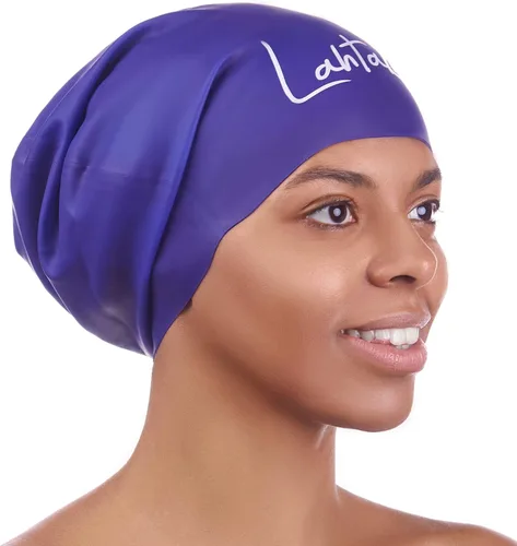 Vista 10 de Gorra de natación grande para cabello largo - Gorra de natación impermeable y duradera de silicona para trenzas, rastas, cabello ondulado, peinados