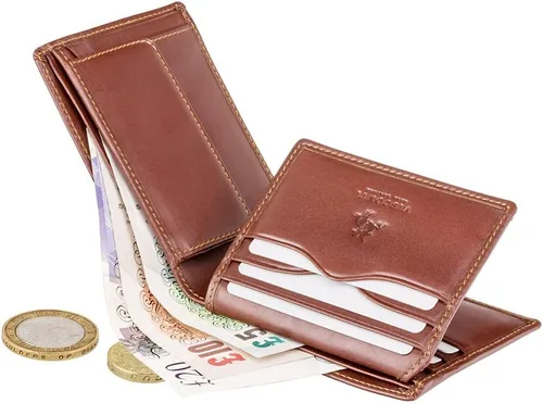 Vista 4 de Monza Collection Lazio Cartera de piel curtida vegetal para caballero con bloqueo RFID MZ4, Marrón, Visconti Monza Collection Lazio Cartera de cuero
