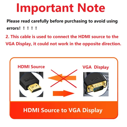 Vista 2 de ANNNWZZD Cable HDMI a VGA, cable HDMI VGA trenzado de nailon para monitor, proyector, PC, escritorio, TV, rojo, 3FT1M