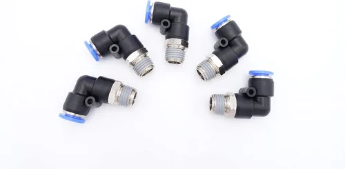 Vista 36 de Accesorio de Conexión por Empuje 1/2" Tubo OD x 1/2" Rosca Macho NPT, Codo Neumático Macho para Línea de Aire y Agua de 90 Grados con Giratorio