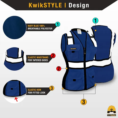 Vista 2 de KwikSafety - Multi-Color Safety Vest for Women Premium Reflective High Visibility Vest, ANSI Class Unrated