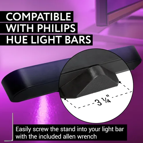 Vista 2 de IMPRESA Paquete de 4 luces ambientales: pies antideslizantes en ángulo y soporte de estado de ánimo para barra de luz Philips Hue