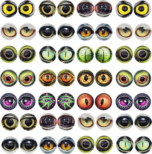 Vista 9 de 100 piezas de búho, serpiente, lagarto, ojos de animales, cabujón de cristal para hacer muñecas de arcilla, esculturas, accesorios