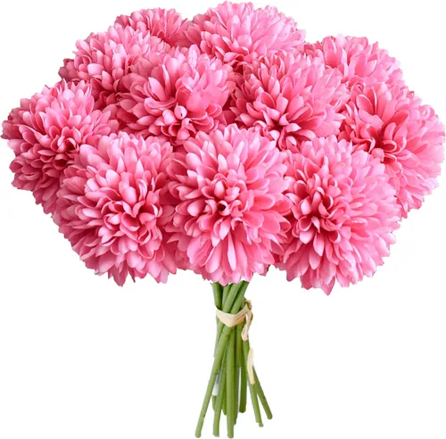 Vista 19 de Mandy's Crisantemo negro – 12 piezas de flores artificiales para centro de mesa del hogar, decoración de primavera y verano, flores de seda
