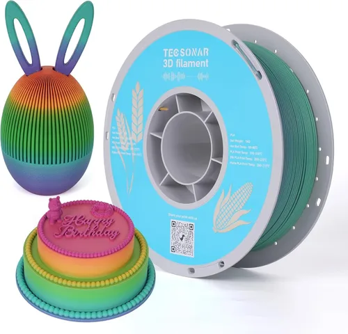 Vista 22 de Silk Rainbow PLA 3D Printer Filament, 4 Rolls,1KG Spool(2.2lbs) 1.75mm 3D Printing Multicolor Gradient Filament Bundle for Most FDM 3D Printers,4