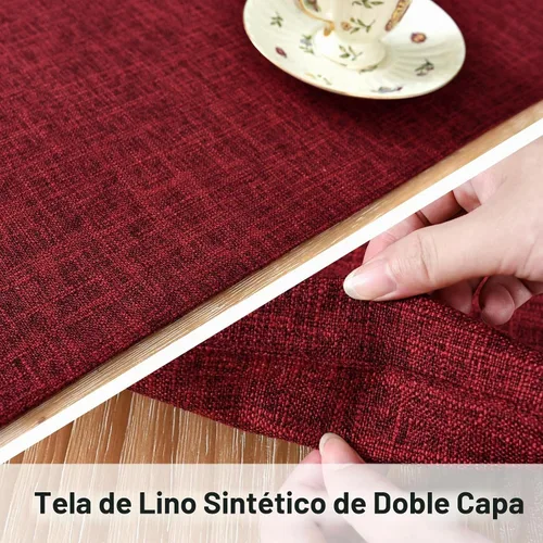 Vista 3 de NEWISHER Camino de mesa reversible de doble capa, tela de lino sintético