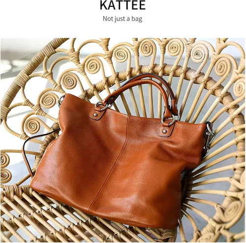 Vista 7 de Bolso Kattee, para mujer, de cuero suave, 3 formas de llevarlo, mochila, bolso y bolsa de mano