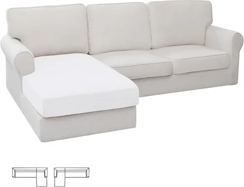 Vista 129 de Easy-Going - 4 Fundas de cojín elásticas para sofá seccional, izquierda/derecha, en forma de L, funda de asiento antideslizante, suave