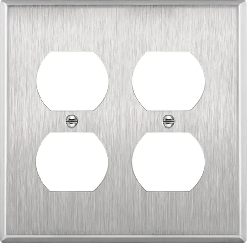 Vista 38 de ENERLITES Placa de pared de metal para receptáculo dúplex, tapa de tomacorriente, resistente a la corrosión, tamaño estándar de 1 banda, 4.50 x 2.76