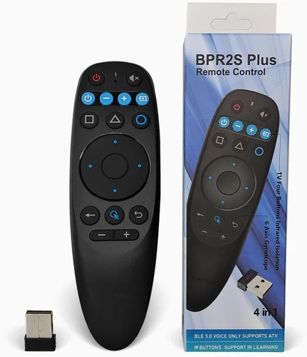 BOXPUT BPR2S Plus Android Universal Remote with Air Mouse, BT Voice Remote 2.4G USB Remote Control Support IR Learning 6-Axis Gyro for Android TV