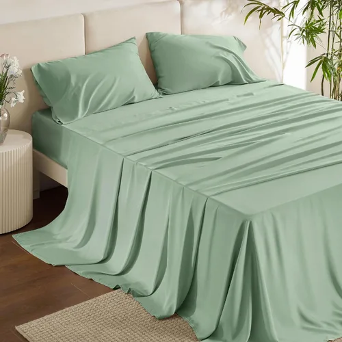 Vista 32 de Bedsure - Juego de sábanas tamaño individual, refrescantes, rayón derivado del bambú, transpirables y suaves, sábanas y fundas de almohada tipo