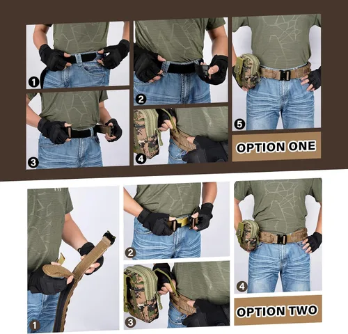 Vista 8 de Tactical Belt with Buckle Molle Belt Security Utility Belt with Pouch Heavy Duty Battle Belt with Premium Pouch