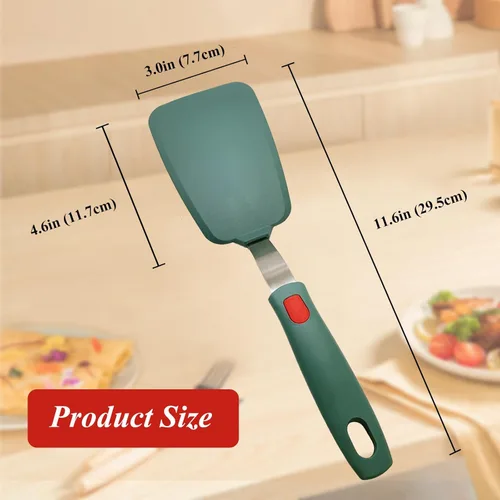 Vista 6 de Juego de 2 espátulas de silicona para panqueques, resistentes al calor, para utensilios de cocina antiadherentes, espátula ancha para tortillas