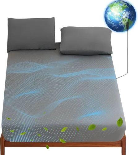Levoo Grounding Sheets - Sábana bajera ajustable de 90 % algodón orgánico + 10 % plata pura, para terapia de sueño saludable, conexión a tierra, con