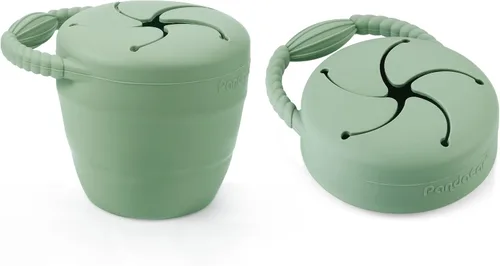 Vista 4 de PandaEar Paquete de 2 bolsas de comida para bebés y 2 recipientes para aperitivos, bolsas reutilizables de silicona para apretar y vasos plegables