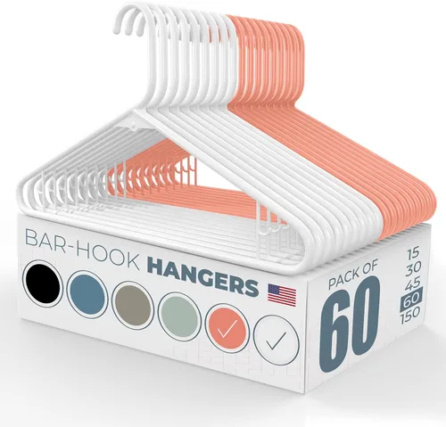 Vista 31 de Perchas de plástico fuertes hechas en Estados Unidos a granel, 20, 30, 50, 100 unidades, disponibles, para ropa de lavandería, perchas de plástico