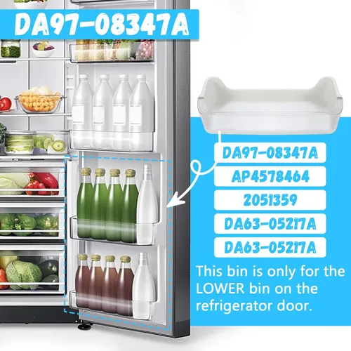 Vista 2 de HECASA DA97-08347A - Estante para puerta de refrigerador (parte inferior) compatible con Samsung Refrigerador Lower Door Bin Shelf Plastic White