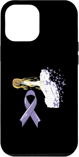Vista 6 de Funda para iPhone 14 con cinta de concientización sobre el cáncer, color lavanda, sobreviviente de lucha contra el cáncer